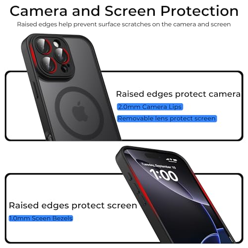 Image of Tobfit Magnetic Case for iPhone 16 Pro Compatible with Mag Safe, Translucent Matte Back Slim Shockproof Phone Cover for iPhone 16 Pro
