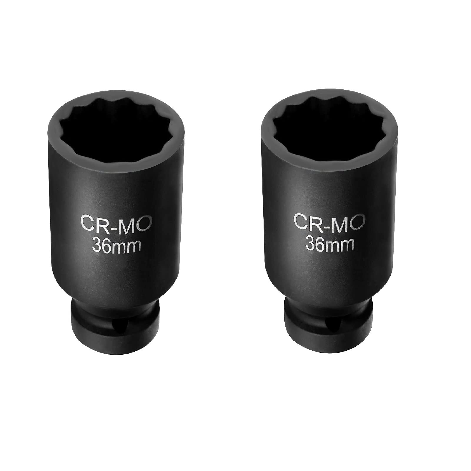 Youyijia 2PCS Deep Impact Socket 1/2'' 36mm Impact Socket 12-Point Deep Socket Set Metric Axle Nut Socket Deep Rear Hub Axle Nut Socket for Easy Removal of Axle Shaft Nuts, Black