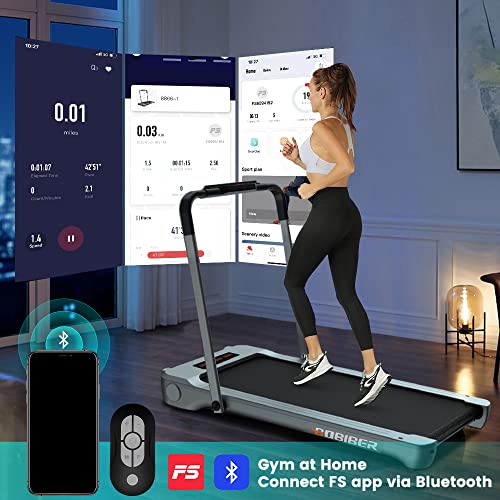 Bobiber Under Desk Treadmill, 2 in 1 Folding Treadmill 265 lb Capacity 3.0 HP Widen Running Belt Walking Pad to Increase Productivity and Promote More Restful Sleep (Silver-Gray)