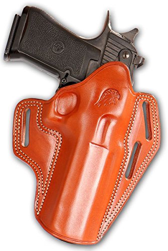 MASC HOLSTERS Premium The Ultimate Leather OWB Pancake Holster with Open Top Fits, Desert Eagle, FITS All CALIBARS with 6   Barrel, Right Hand Draw, Brown Color