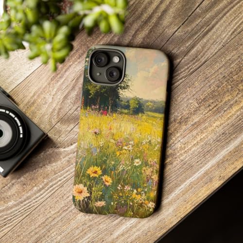 Coque mate iPhone 15 Plus Jaune rigide au motif paysage champêtre - 3