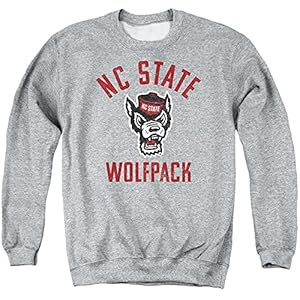 NC State Wolfpack Official Ncsu Wolfpack Logo Unisex Adult Crewneck Sweatshirt,Athletic Heather, Large