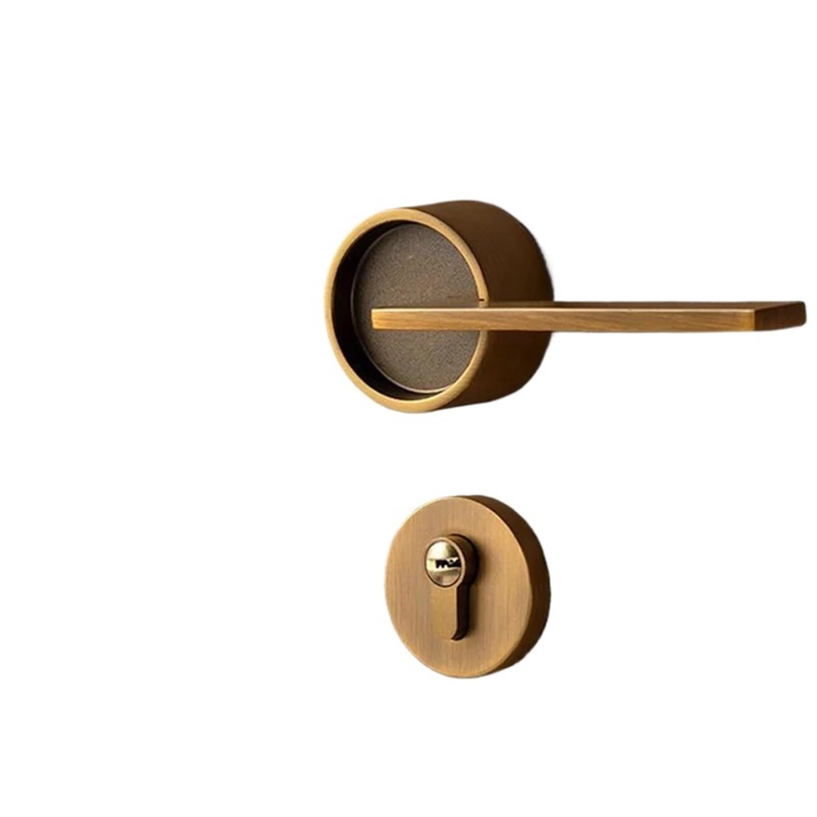 Jwvialel Yellow Zinc Alloy Mute Mechanical Solid Door Handle Lock Bathroom Bedroom 1Pcs(,No Key)