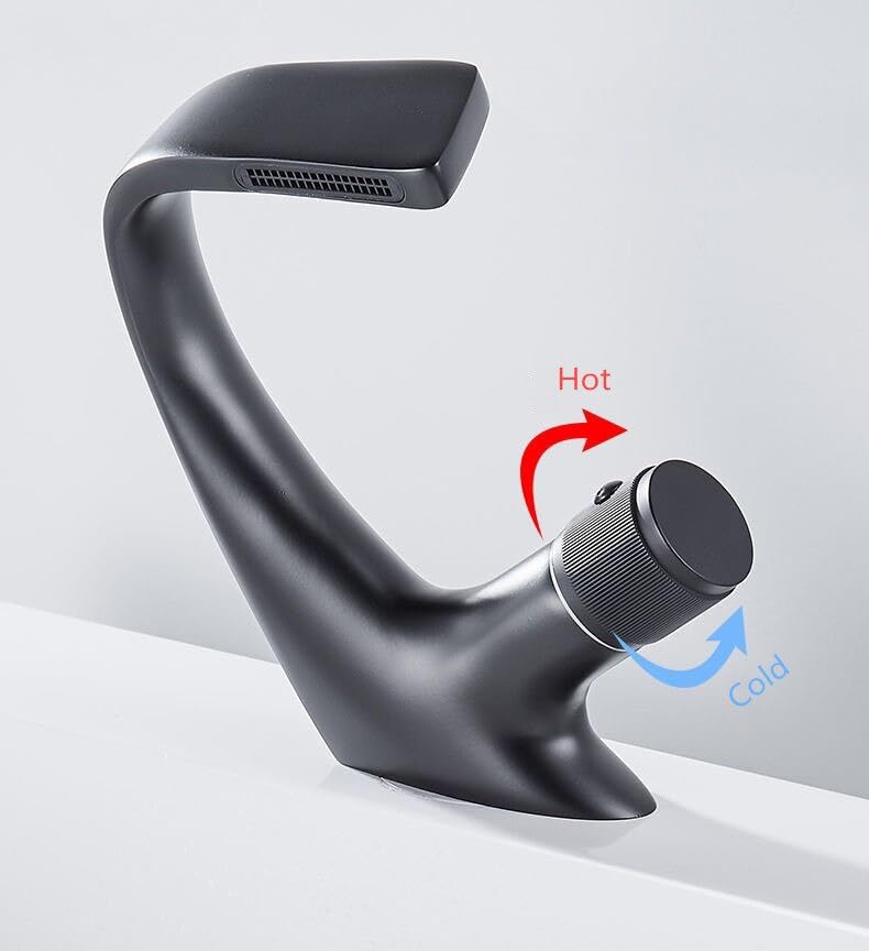 Robinet de salle de bain mitigeur lavabo vasque en laiton noir chrome