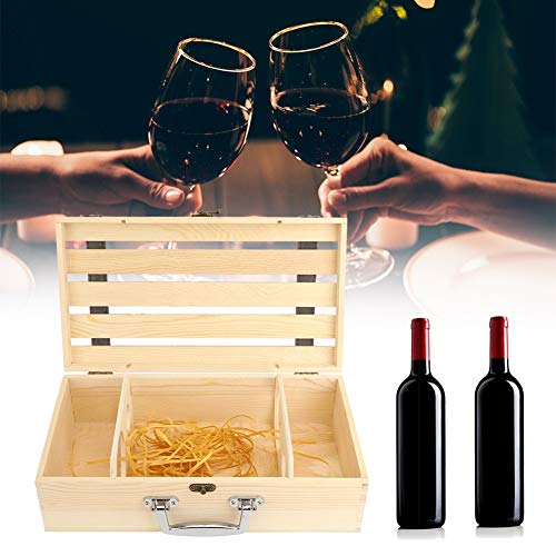 Caja de para Vino, Caja de Madera para Vino con Capacidad para 2 Botellas, Almacenamiento Elefor