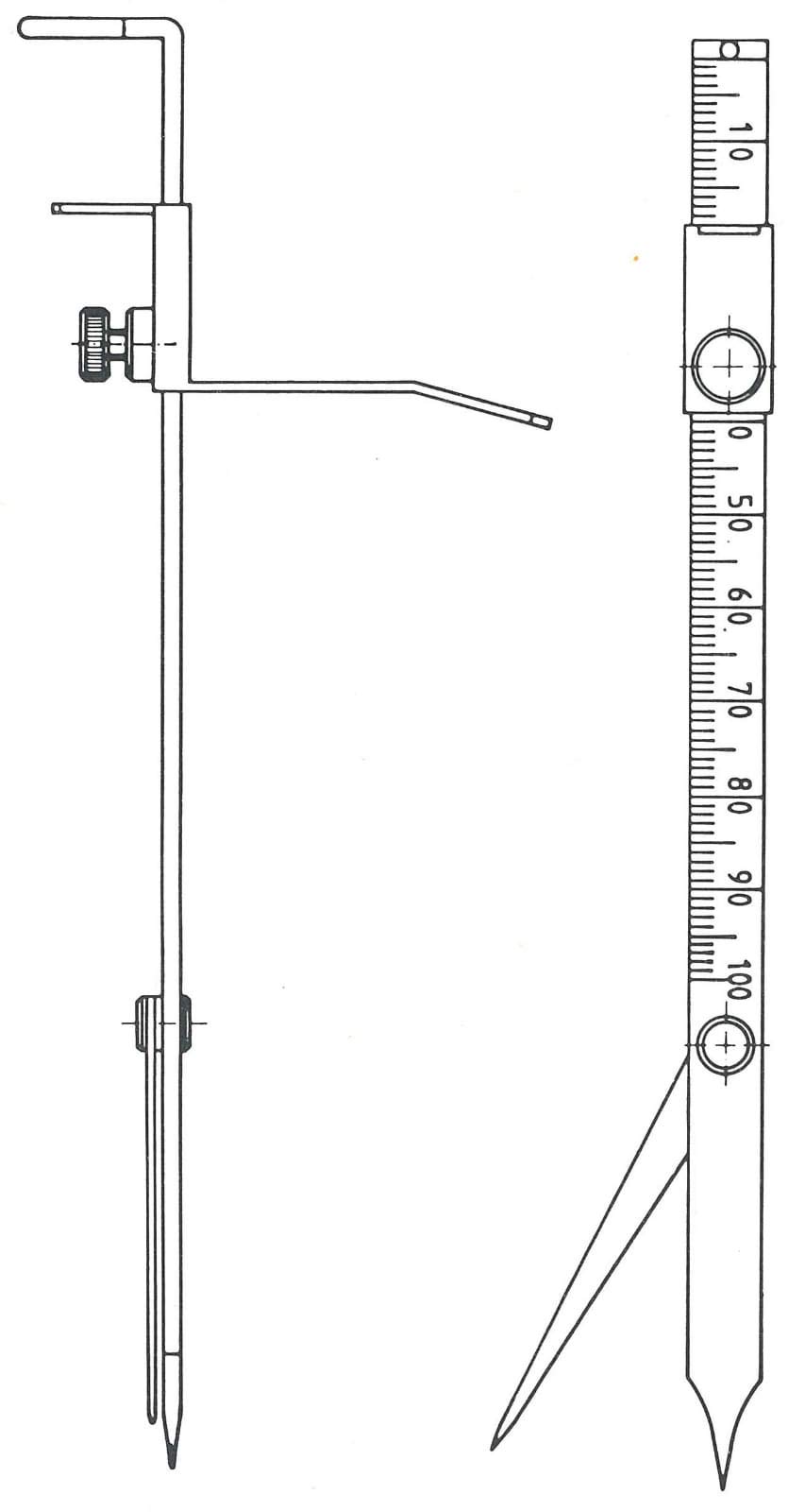 Compás Spirgi Nally 30. Instrumento para la medición vertical con fijador de ángulos