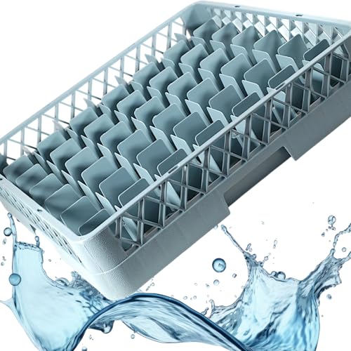 Bandeja para vasos y jarras para lavavajillas (500 x 500 x 100 mm, 49 huecos), color gris azulado