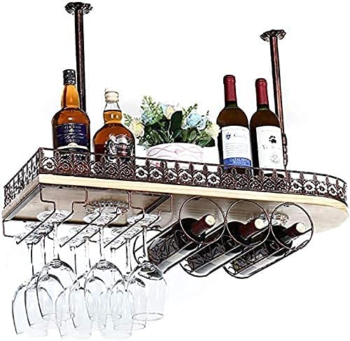 Gobelets rétro cadre en verre à vin de bar et cintres à vin de stockage suspendus 60cm