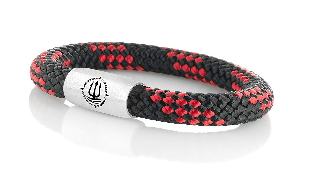 Maritimes Seemannsgarn Segeltau Armband Usedom schwarz-rot 8mm