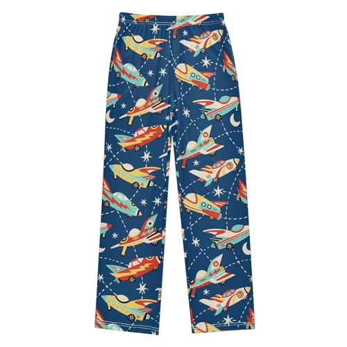 ZZXXB Aircraft Print Boys Long Pants Soft Trousers Elastic Waist Kids Lounge Bottoms with Pockets S-XL