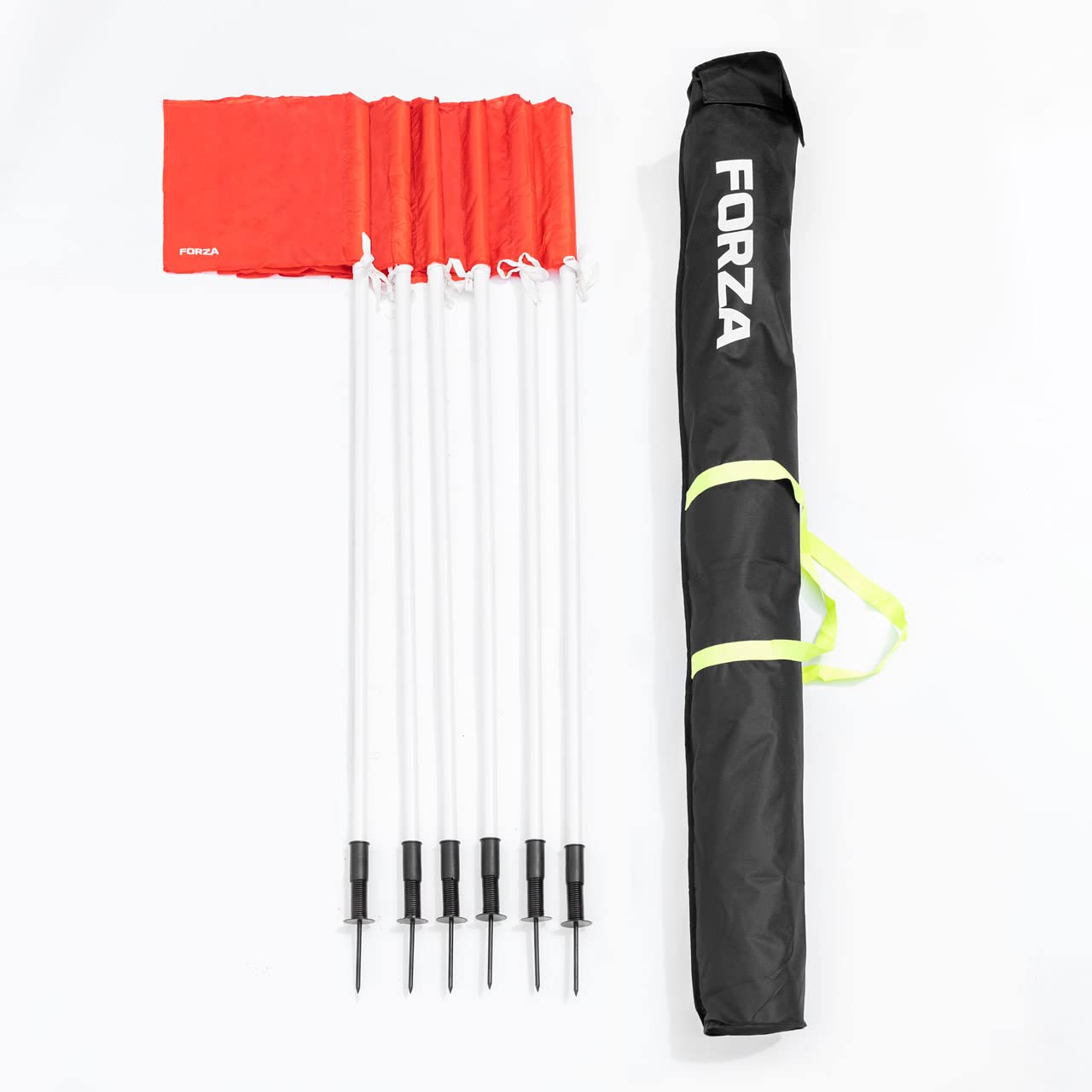 FORZA Spring Loaded Rugby Corner Flags & Poles (Pack of 14, Flags & Poles Only)