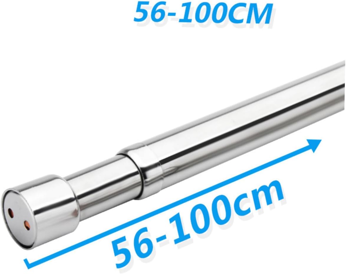 Stainless Steel Telescopic Closet Rod Adjustable Clothes Hanger Pole 56-100cm Thickened Wardrobe Hanging Bar for Home Closet Organization
