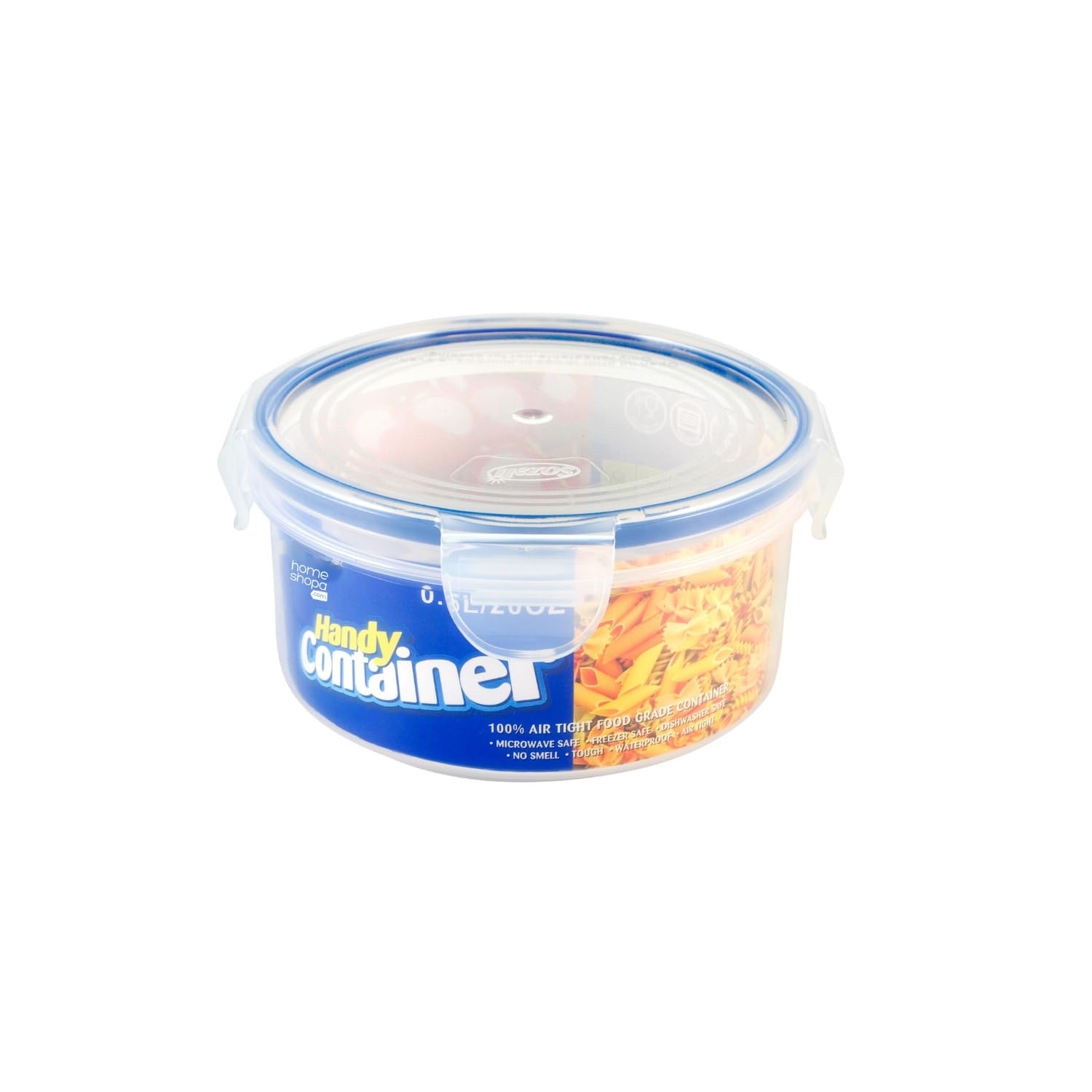 HOMESHOPA Plastic Food Storage Container, 600 ml 1 Pack Clip-Lock Lid, Round Airtight Leakproof Stackable Container, BPA Free Reusable Meal Prep Lunch Box, Microwave Freezer & Dishwasher Safe