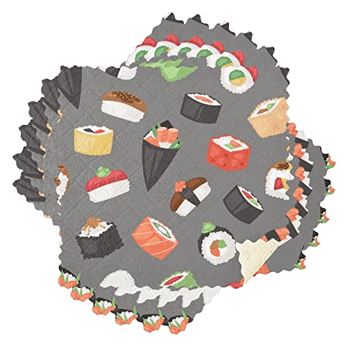 Juego de 6 paños de Cocina de 11 Pulgadas, de Doble Capa, superabsorbentes, para Comida Japonesa, Sushi, Sashimi, Rollo de paños para Platos, Toallas, Trapos para Platos, paños de Cocina para baño de