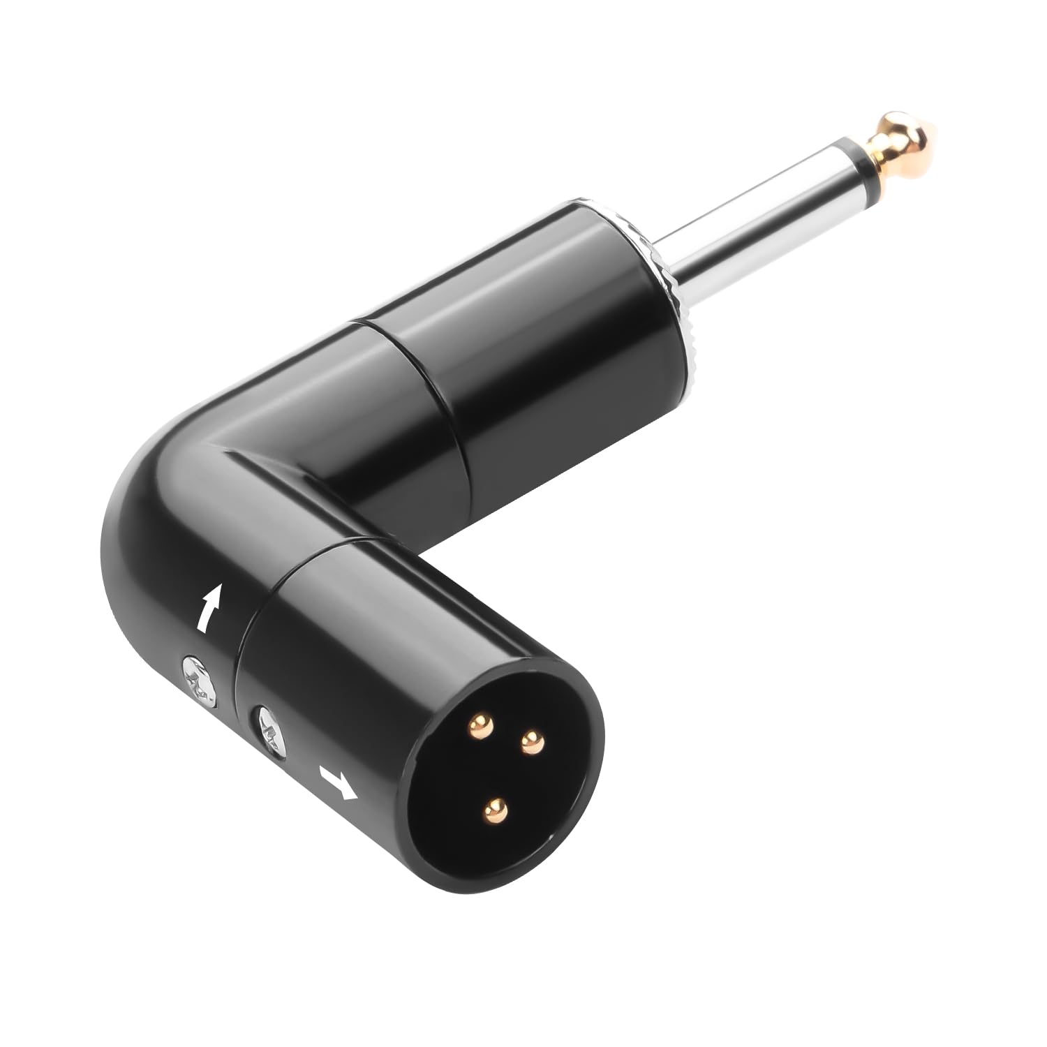 QIANRENON Adjustable 90° Angle XLR to TS 6.35mm Microphone Unbalanced Adapter 3Pin xlr Male to 1/4" TS Male Mono Right Angle Audio Connector xlr Direction 360° Change