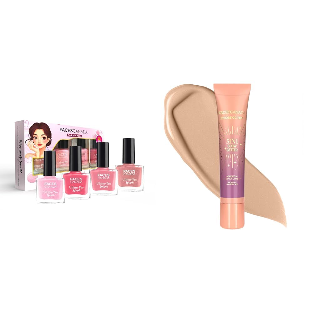 FACESCANADA Ultime Pro Splash Mini Nail Enamel Combo Kit - Pink Pop & Strobe CC Tint Mini - Paradise Vibes 01, 18ml-image-45