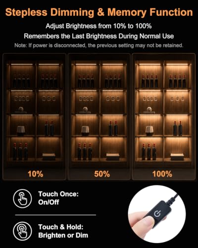 Image of JUSJUBR Display Cabinet Lights, 8-Pack 12-Inch Dimmable Slim LED Light Bars