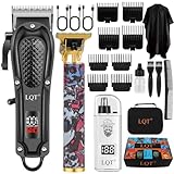 LQT Hair Clippers for Men, Electric Beard Trimmer Nose and Ear Hair Trimmer Rechargeable Cordless Clippers for Men with Comb, Wrap, Bag, Men's Birthday Christmas Valentine’s Day Gifts