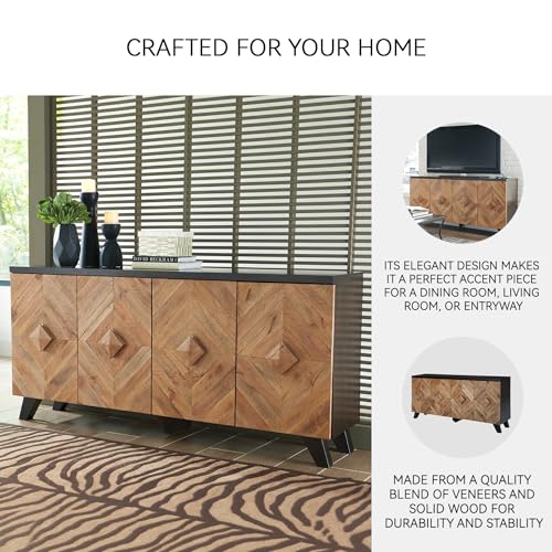 Image of Signature Design by Ashley Robin Ridge Modern Wood Accent Cabinet or TV Stand, Brown & Black