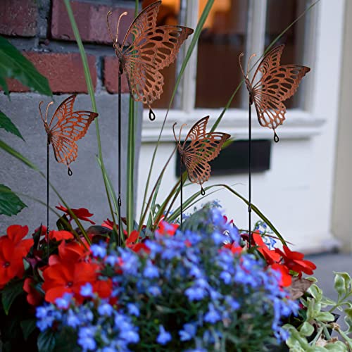 Diinor 4Pack Butterfly Garden Stakes Decor Hollow Out Animal Stakes Yard Art Patio Decor Metal For Mom Indoor Outdoor Lawn Flower Pot Decorative #TOP5