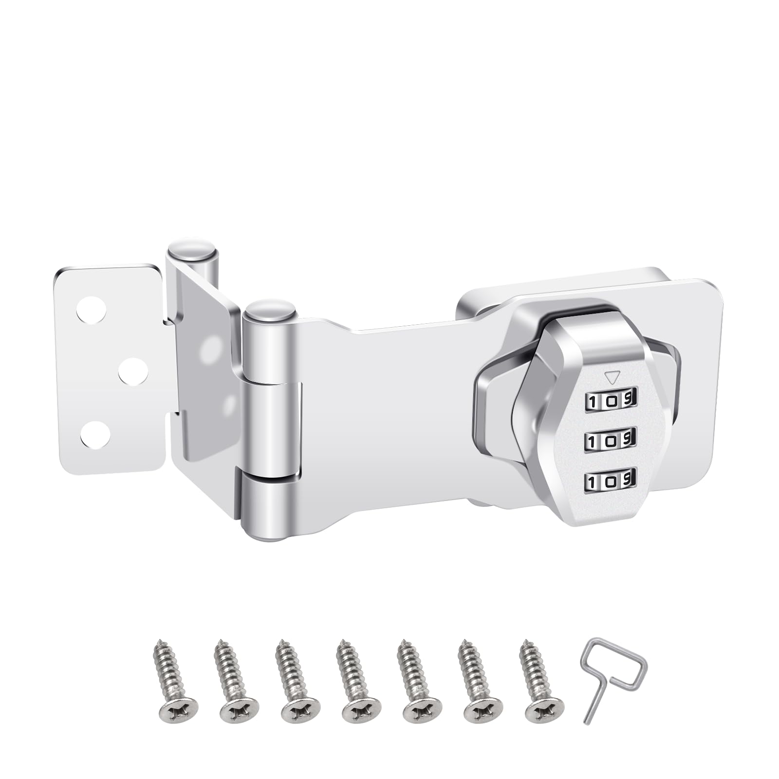 1 cerradura giratoria con contraseña, plegable de acero inoxidable 304 sólido, cerradura de cajón de escritorio, para cajones de 90 grados y 180 grados, dabinetes, puertas, puerta abatible de granero,