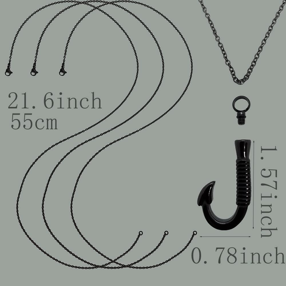 3pcs Fish Hook Cremation Urn Necklace Ashes Keepsake Stainless Steel Urn Memorial Jewelry