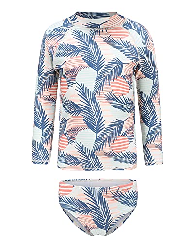 Image of HowJoJo Girls Two Piece Swimsuits Long Sleeve Rash Guard Set Kids Bathing Suits UPF 50+