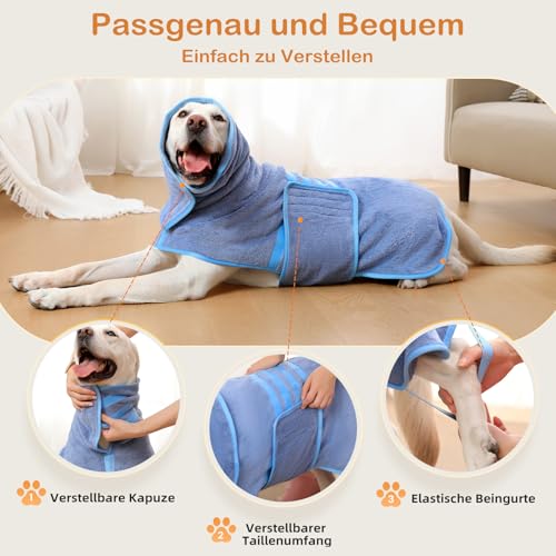 Zorela Hundebademantel, Superweicher Bademantel Hund aus Korallenvlies, Hunde Bademantel Hundehandtuch Extra Saugfähig für nach dem Bad, Strand, Pool