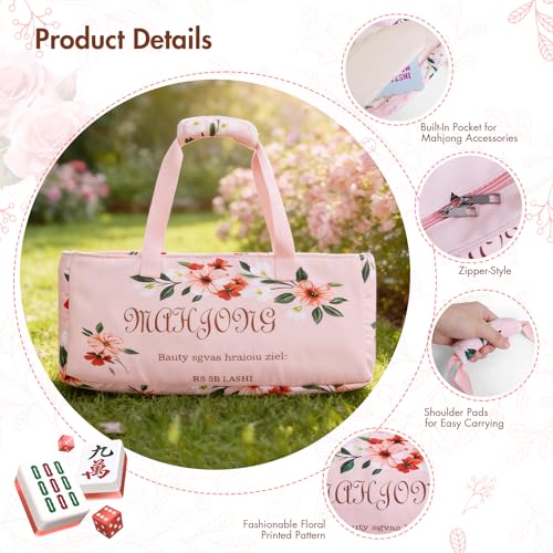 Bolsas Tote Rosas para Fichas de Mahjong, Set 3 Piezas miniatura 3