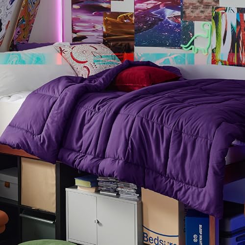 Image of Bedsure Comforter Duvet Insert - Quilted Comforters Twin XL Size, All Season Duvet, GentleSoft Down Alternative Bedding Blanket, with 8 Tabs, Gifts for Women /Men, Purple, Twin XL 92 x 68 Inches