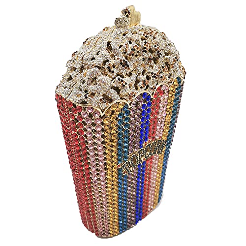 Image of DJBM Luxury Women Popcorn Rhinestone Evening Bag Funny Crystal Handbag Novelty Diamond Clutch Purse for Evening Party Prom