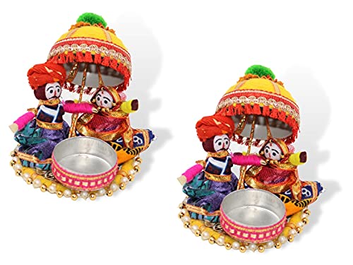 JH-Gallery-Recycled-Material-Rajasthani-Raja-Rani-PuppetDolls-Decorative-Tealight-Candle-Holder-Pack-of-2
