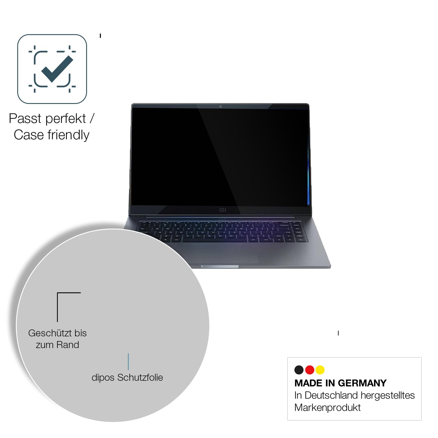 dipos 2x Pellicola Protettiva 9H per Xiaomi Mi Notebook 15.6 Zoll | Non si rompe e non si scheggia, non è vero vetro, Anti-Shock, si adatta perfettamente, antigraffio, senza bolle, autoadesiva