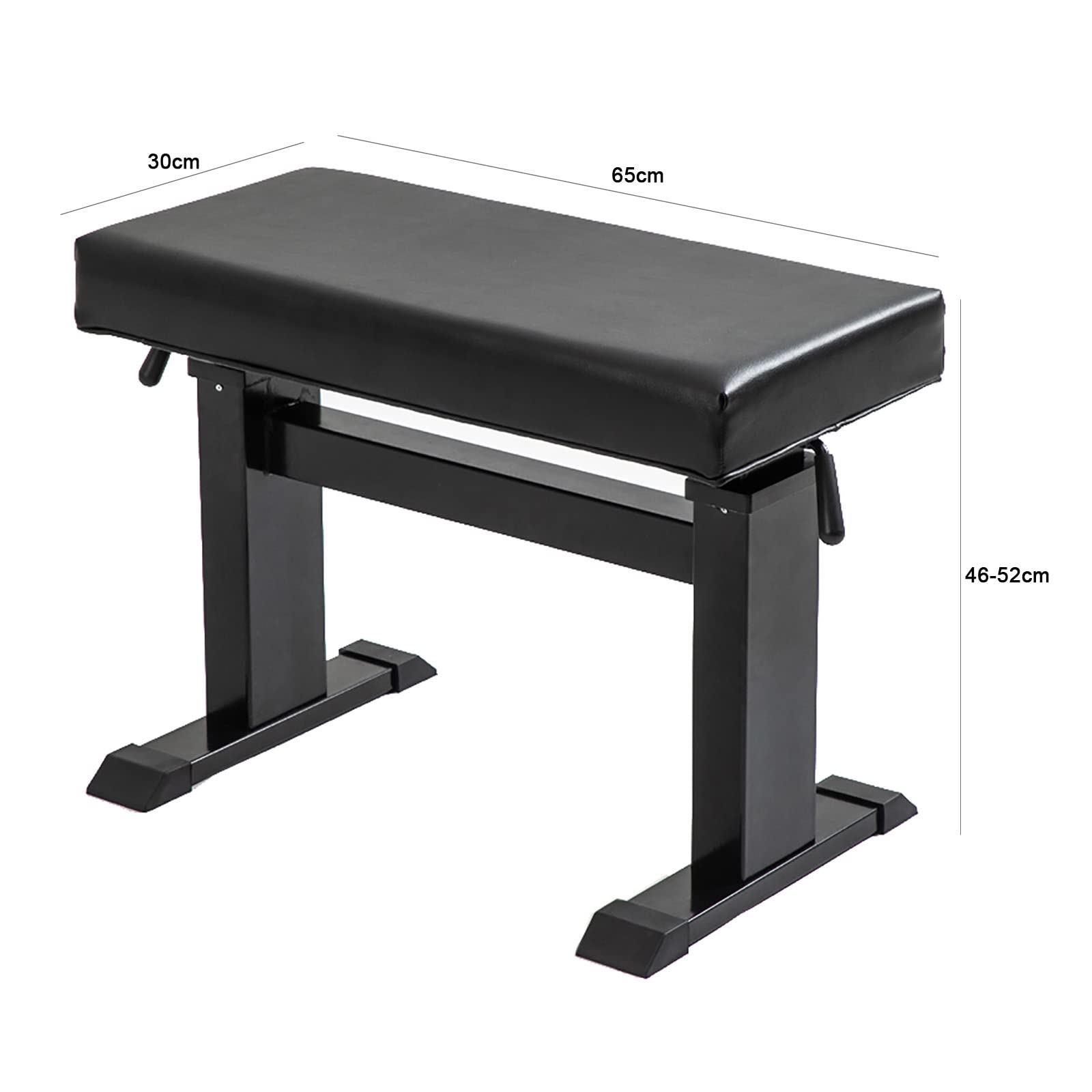 RWRAPS Klavierhocker, verstellbare Künstler-Konzert-Klavierbank, Keyboard-Bank mit gepolstertem Kissen, Fester Tragfähigkeit und Schutzpolster (schwarzer Luxus-Stil)