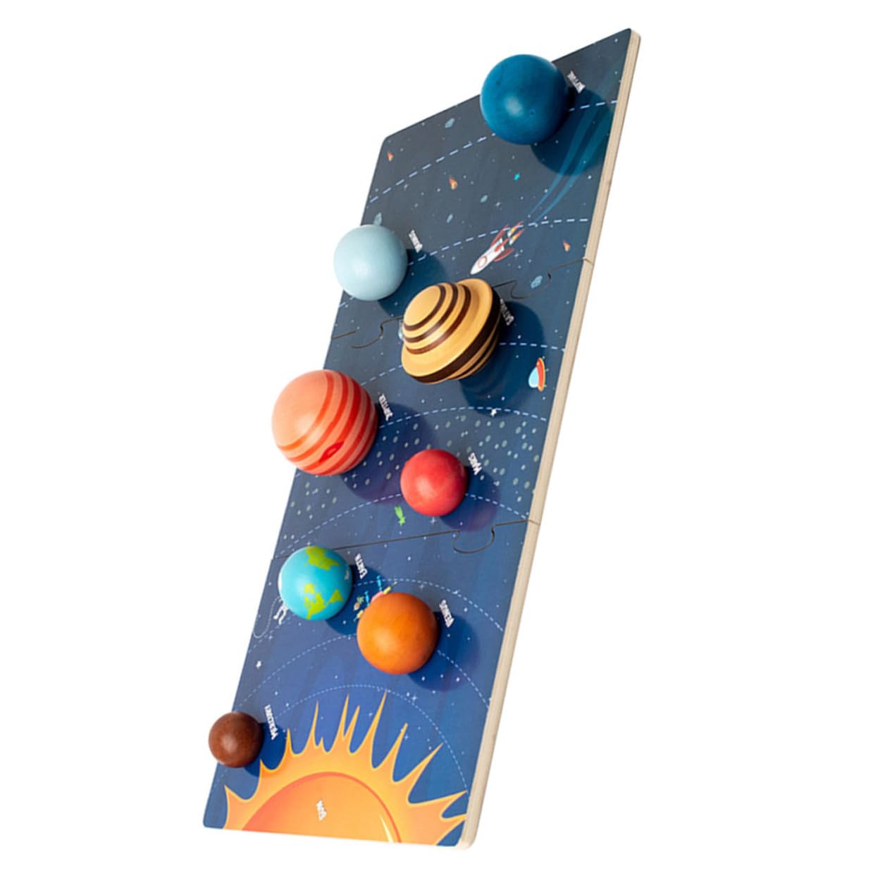 Rompecabezas y Aprendizaje Temprano de Planetas de Madera para Niños Modelo del Sistema Solar Juguete Educativo para Mejorar Habilidades Cognitivas