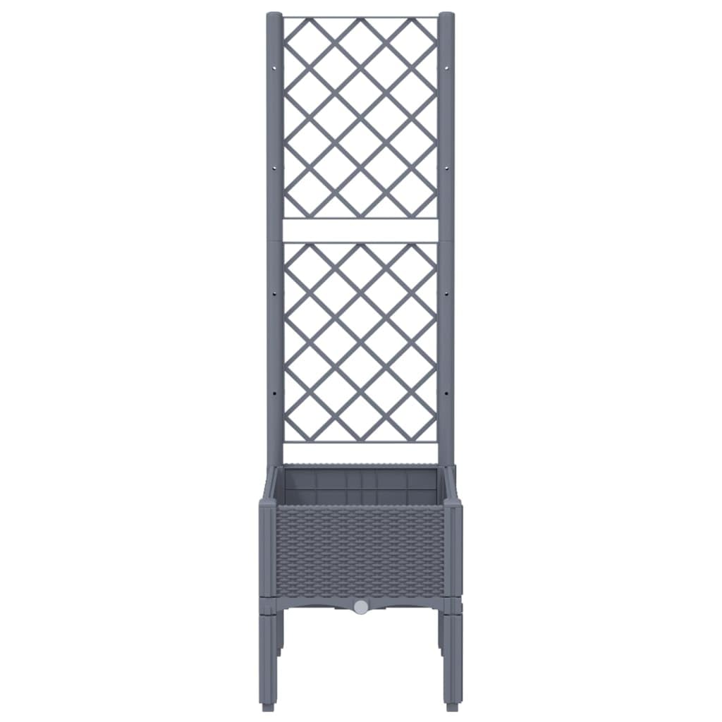Homgoday Jardinera de jardín con celosía gris, 40 x 40 x 142 cm, de polipropileno, jardinera con rejilla para jardín, jardinera de exterior, jardinera balcón