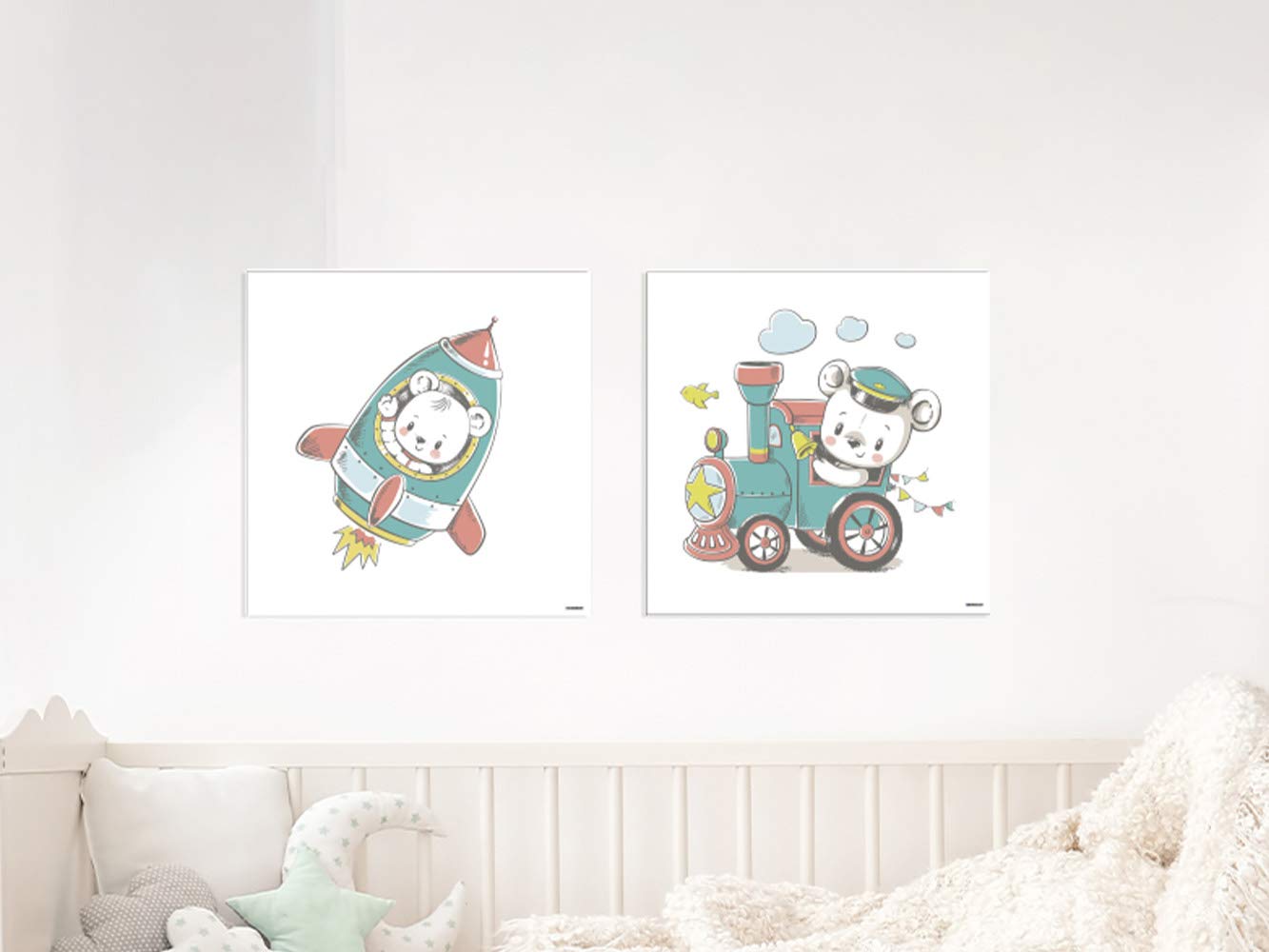 Oedim Cabecero Infantil para Camas de 90 de Alumino Dibond con Reserva de Brillo Vehículos Ositos | 40x40cm | Cabeceros de Lujo, Elegantes, Innovadores | Cabeceros de Última Tecnología, Modernos