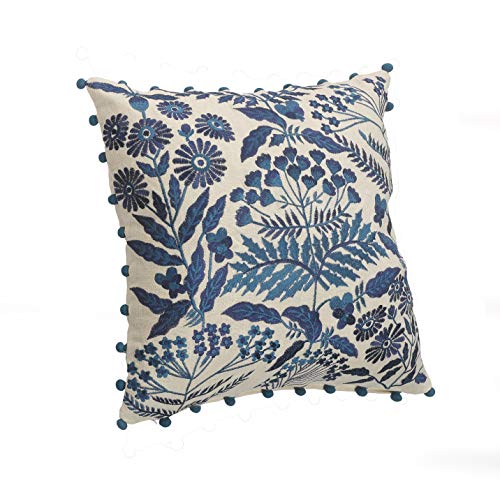 LR Home Bohemian Floral Navy and Off-White Throw Pillow #TOP13