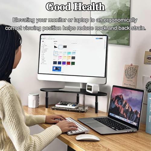 Monitor stand d'angle avec étagère de stockage et ajustement sur bureau