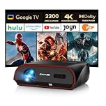 Smart 4K UHD Tageslicht Beamer Heimkino mit Google TV, 2200ANSI, HDMI eARC, HDR10+, ToF Autofokus, Shorter Throw, DD+, WiFi6 Bluetooth Projector Ultra HD für im Innenbereich Filme