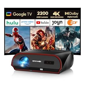 Smart 4K UHD Tageslicht Beamer Heimkino mit Google TV, 2200ANSI, HDMI eARC, HDR10+, ToF Autofokus, Shorter Throw, DD+, WiFi6 Bluetooth Projector Ultra HD für im Innenbereich Filme