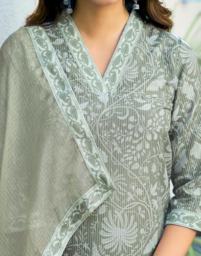 Image of SIRIL Women's Rayon Blend Floral Printed Straight Kurta Pant with Dupatta Set