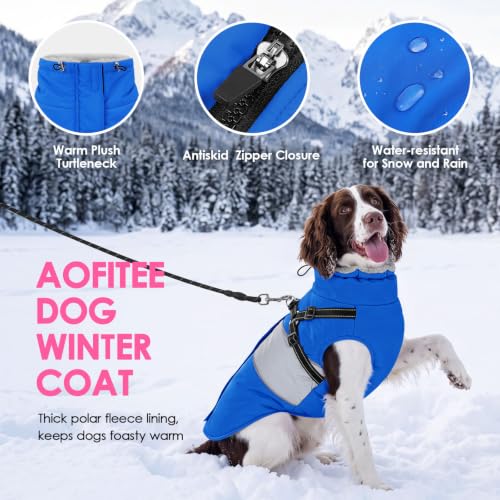 Image of AOFITEE Dog Coat Warm Dog Jacket with Harness Built in Pet Puffer Jacket XS