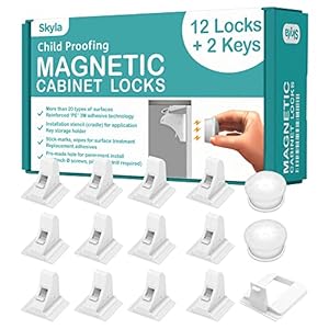 Magnetic Cabinet Locks (12-Pack 2 Keys) Baby Proofing & Child Safety by Skyla Homes – The Safest, Quickest and Easiest…