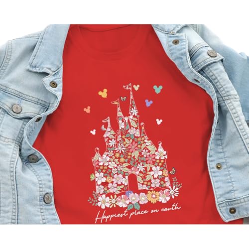 Image of Floral Castle Shirts for Girls Graphic Cute Tshirt Kids Toddler Flower Holiday Shirt Vacation Trip Tee Tops