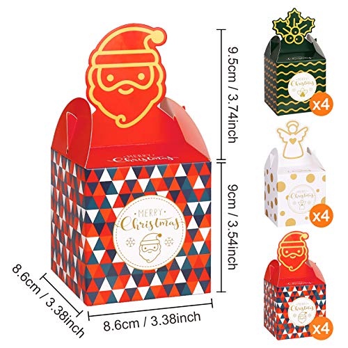 MELLIEX 12 Pièces Boîtes de Bonbons de Noël Belles Boîtes-Cadeaux Kraft Vides Faveur de Noël Traiter Goodie Boîtes pour Enfants à Noël - Image 3
