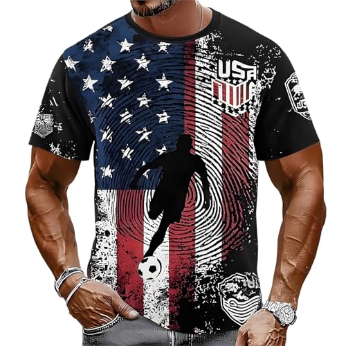 Bauzuoyo Camiseta de fútbol para hombre, deportiva, funcional, para aficionados al fútbol, camiseta de entrenamiento de manga corta, cuello redondo, camiseta estampada, transpirable, de secado rápido