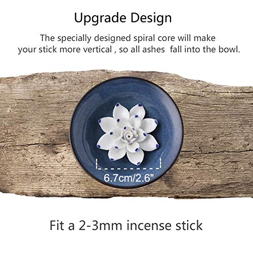 Uniidea Incense Holder Ceramic Incense Burner Lotus Incense Holder For Sticks Handicraft Incense Stick Holder 4.62 Inch Dark Blue #TOP1