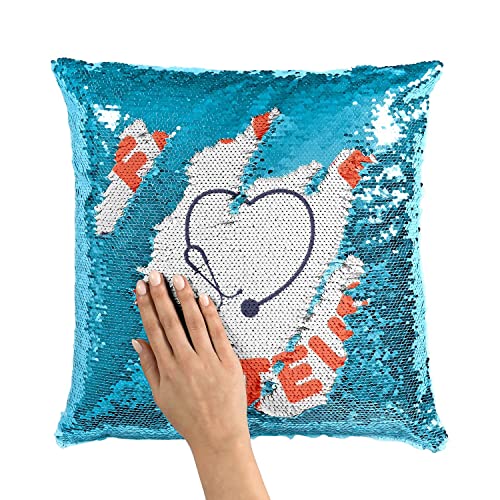 Coussin Sequin Turquoise Future Docteur : Finition Paillettes Premium - 3