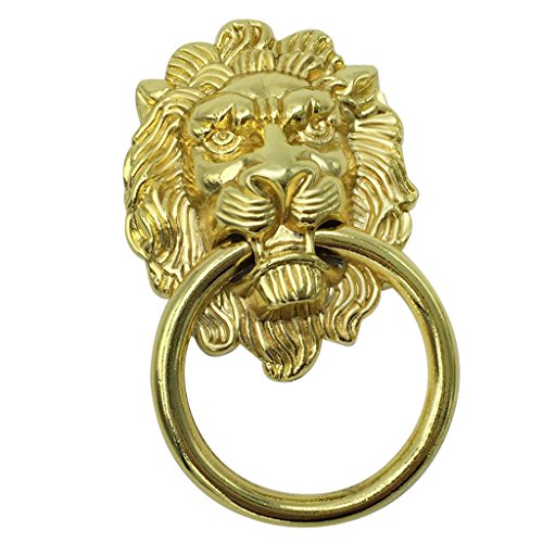 Homyl 2x Puxador de Cabeça de Leão Puxador Porta Cabine Gaveta Decoração de Móveis Dourado, S